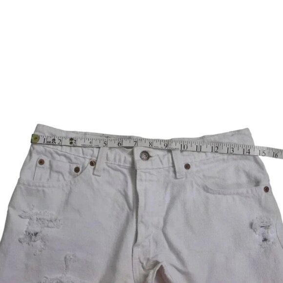 Vintage Levi's 538 White Cutoff Jean Shorts Jorts Cotton Hip Hugger Size 28 - Picture 9 of 11